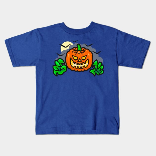 Varsity Pumpkinhead Kids T-Shirt by DangerHuskie